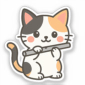 フルート キャリコ 猫 風 メロディー シール (正面)