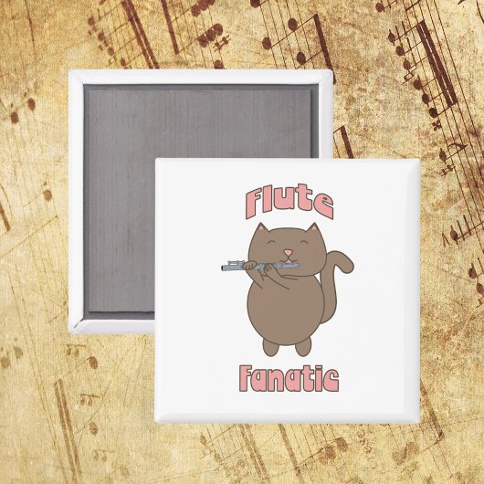 フルート・ファナティックおもしろいネコ マグネット