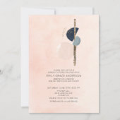 フルート リサイタル 写真 招待状 抽象的な ブッシュピンクと青のデザイン (正面)