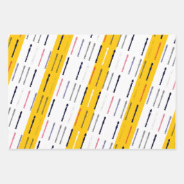 フルーモダントシンプルカッコいい音楽フルートミニマル奏者 ラッピングペーパーシート