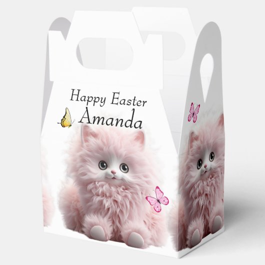 フルーリーピンクの子猫と蝶イースター フェイバーボックス (オープン)