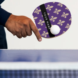 フルールドリス、パープルにベージュ、ロイヤル、あなたの名前 卓球ラケット
