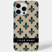 フルールドリス、ベージュにグリーン、ロイヤル、あなたの名前 Case-Mate iPhoneケース (裏面)