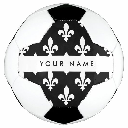 フルールドリス、白黒、ホワイト、あなたの名前 サッカーボール (正面)