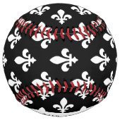フルールドリス、白黒、ホワイト、あなたの名前 ソフトボール (裏面)