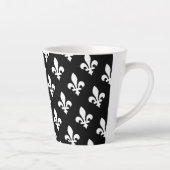 フルールドリス、白黒、白、あなたの名前 カフェラテマグ (右)