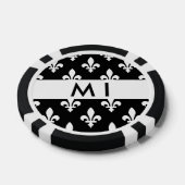 フルールドリス、白黒、白、あなたの名前 ポーカーチップ (シングル)