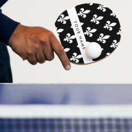 フルールドリス、白黒、白、あなたの名前 卓球ラケット