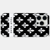 フルールドリス、白黒、白、あなたの名前 Case-Mate iPhoneケース (裏面 (横))