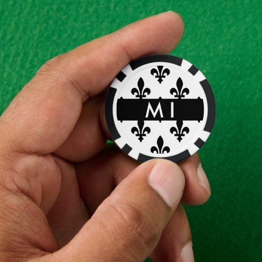 フルールドリス 黒 白 あなたの名前 ポーカーチップ (手)