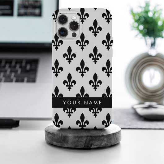 フルールドリス 黒 白 名前入り Case-Mate iPhoneケース