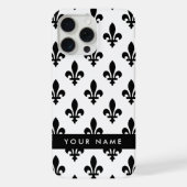 フルールドリス 黒 白 名前入り iPhoneケース (裏面)