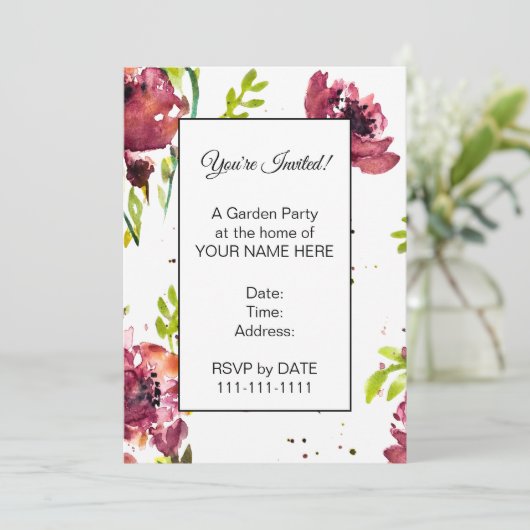 フルール・ウォーターカラー・ポピー招待状 招待状 (スタンド正面)