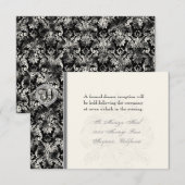 フルール ド リス ダマスク - ブラック レセプション インビテーション (正面/裏面)