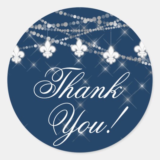フルール ド リス ネイビーブルー ライト | ラスティック サンクス ラウンドシール (正面)