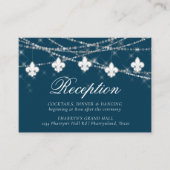 フルール ド リス ネイビーブルー ライト | ラスティック レセプション エンクロージャーカード (正面)