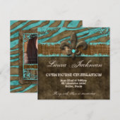 フルール ド リス フォト カード ブルー ブラウン ゼブラ スエード (正面/裏面)