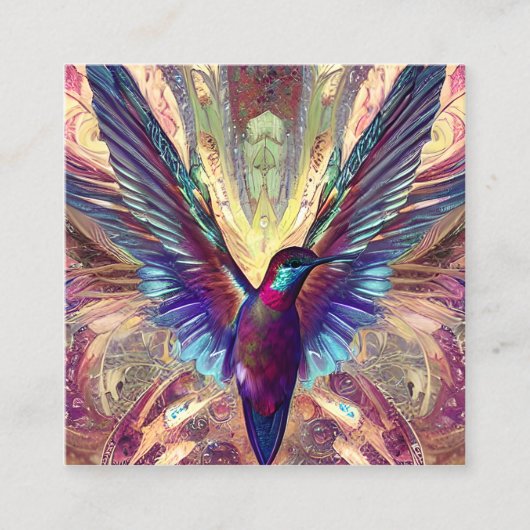 フル体ミッドセンチュリー愛らしいハミングバード スクエア名刺 (正面)