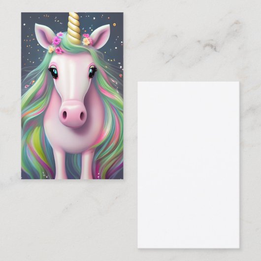 フル体完全に愛らしいユニコーン 名刺 (正面/裏面)