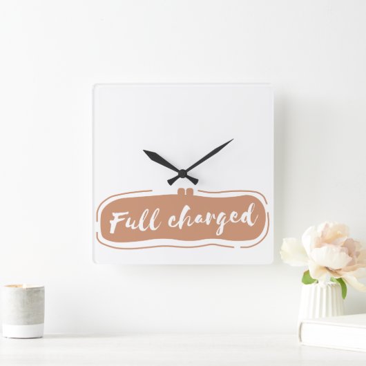 フル充電 スクエア壁時計 (ホーム)