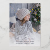 フル写真パーソナライズドクリスマスシルバー 箔シーズンカード (正面)