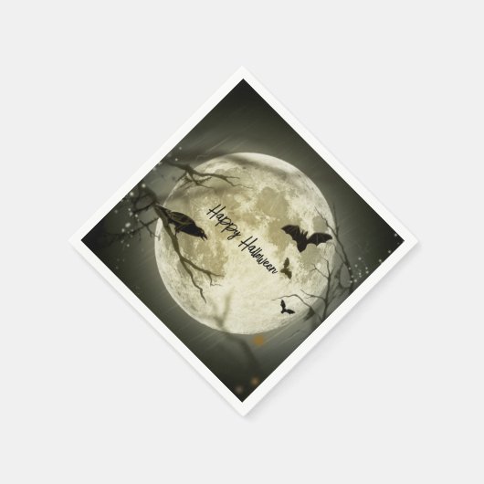 フル幽霊のよく出るムーンハローウィンパーティ紙 スタンダードカクテルナプキン (角)