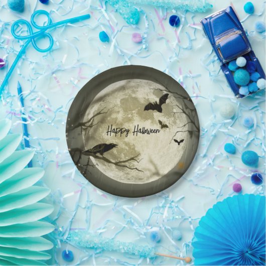 フル幽霊のよく出るムーンハローウィンパーティ ペーパープレート (パーティー)