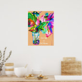 フル開花引用文モダン水彩画 ポスター (キッチン)