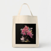 フル開花桜さくらんぼ花の木の水色T トートバッグ (正面)