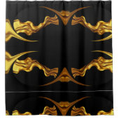 フル リキッド ゴールド ブラック モノクローム キリスト  モイスチャー シャワーカーテン (正面)
