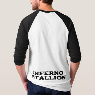 フレアギャロップ:インフェルノマネとオレンジ色の馬 Tシャツ