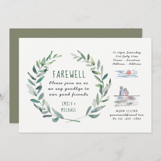 フレア離れーズパーティの招待状クラフト素朴アート 招待状 (正面/裏面)