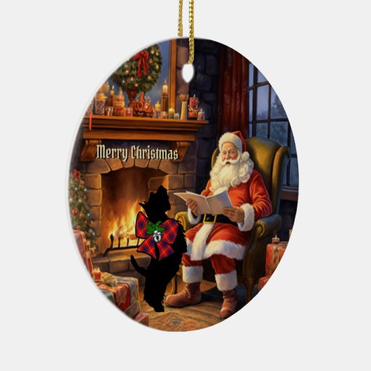 フレイザースコッチドッグ&サンタパーソナライズされたクリスマス セラミックオーナメント (右)
