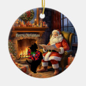 フレイザースコッチドッグ&サンタパーソナライズされたクリスマス セラミックオーナメント (正面)