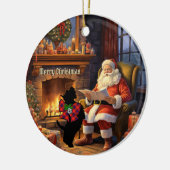 フレイザースコッチドッグ&サンタパーソナライズされたクリスマス セラミックオーナメント (左)