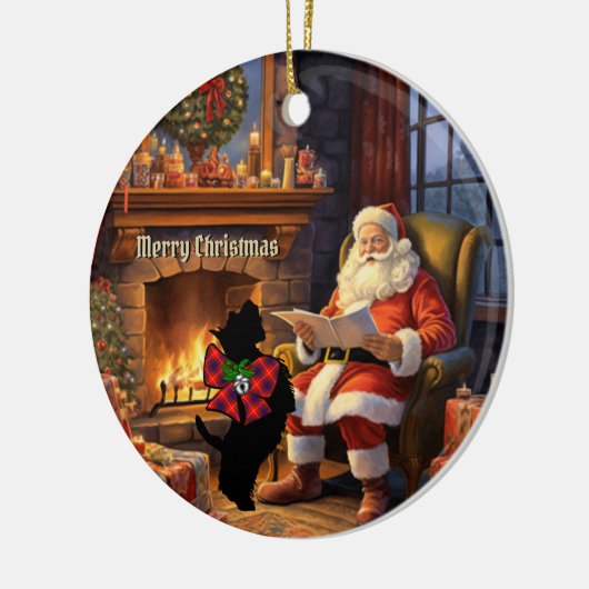 フレイザースコッチドッグ&サンタパーソナライズされたクリスマス セラミックオーナメント (左)