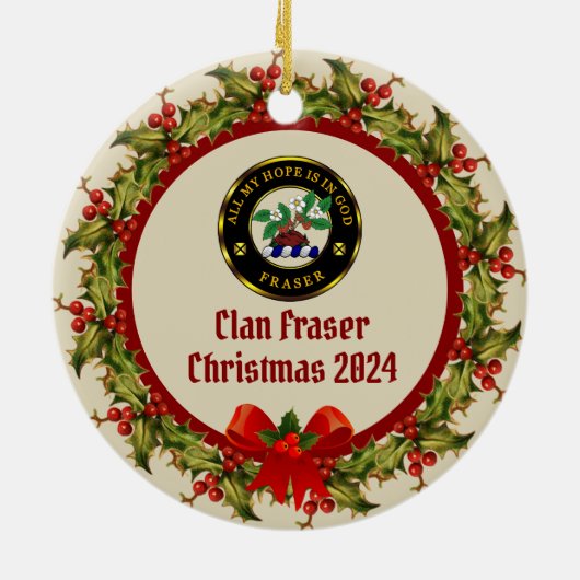 フレイザースコッチドッグ&サンタパーソナライズされたクリスマス セラミックオーナメント (裏面)