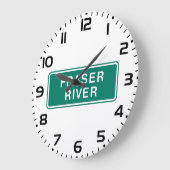 フレイザー川ハイウェイサイン英国コロンビアカナダ ラージ壁時計 (傾斜)