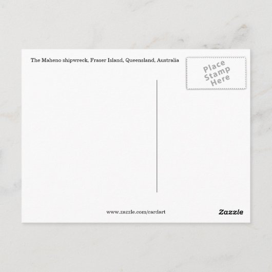 フレイザー船の難破船 ポストカード (裏面)