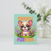 フレイバー・プンの友人。可愛フランスのいブルドッグ犬 ポストカード (スタンド正面)