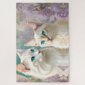 フレイムアンド薄紫リンクスポイントシャムポートレートアート ジグソーパズル (縦)