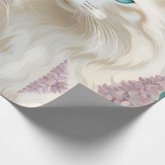 フレイムアンド薄紫リンクスポイントシャムポートレートアート ラッピングペーパー (角)