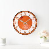 フレイムオレンジの全体の果肉のエンチキングカーブ ラージ壁時計 (ホーム)