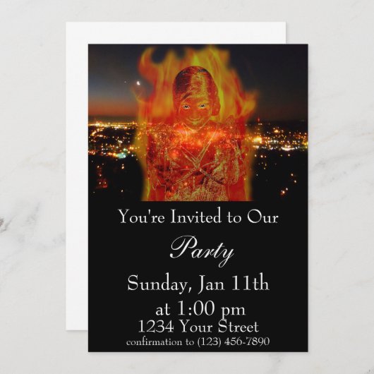 フレイムガールパーティー招待状 招待状 (正面/裏面)