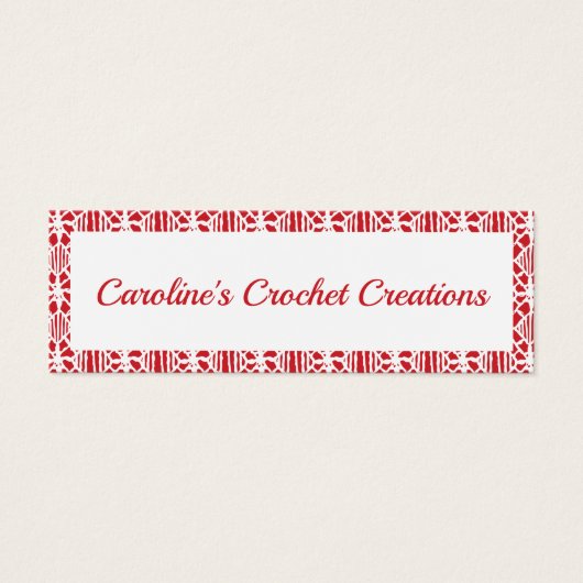 フレイムレッドホワイトクロチェットレース模様名刺 (正面)
