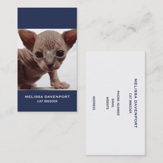 フレクイかわいい毛皮のスフィンクス子猫 名刺 (正面/裏面)