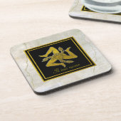フレスコ画のTrinacriaのシシリアの金ゴールドあなたの名前 コースター (左側)