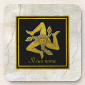 フレスコ画のTrinacriaのシシリアの金ゴールドあなたの名前 コースター (正面)