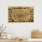 フレスノの地図，鳥瞰図， 1901 ポスター (キッチン)