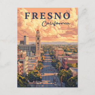 フレスノカリフォルニア都市景観 ポストカード
